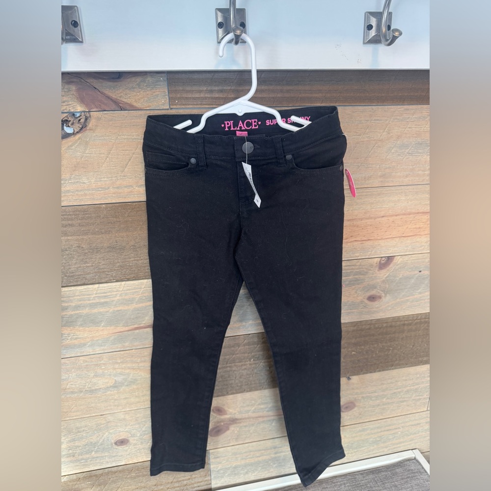 The Children’s Place Size 6 Girls Adjustable Waist Skinny Jeans Black New